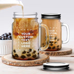 DISCOUNT PROMOS Custom Libbey Handle Mason Jars w/Lids 16 oz. Set of 10, Personalized Bulk Pack - Traditional style, High standard - Red