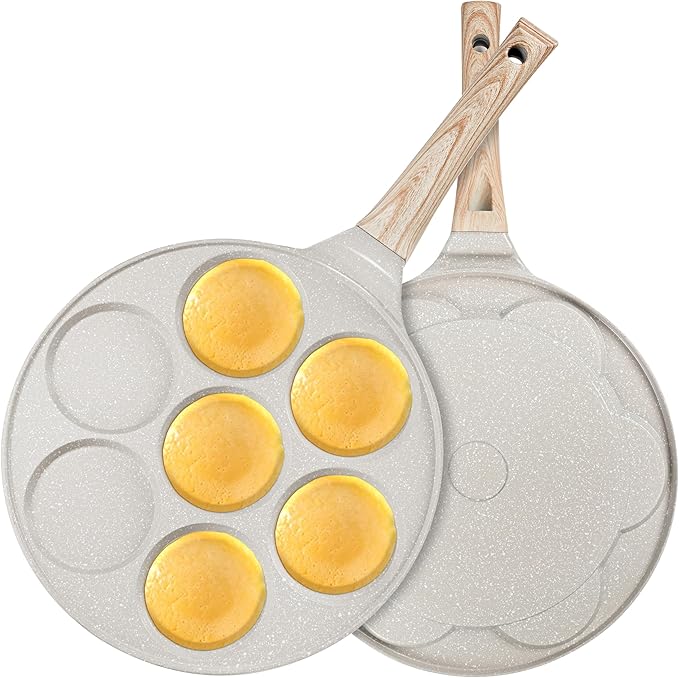 Pancake Pan Suitable for All Cooktops, 7-cup Pancake Maker, Nostick Granite Mini pancake with PFOA Free Coating, Sarten Para Pancakes 1-pcak