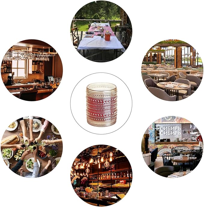 12 Pcs Golden Hobnail Beaded Drinking Glasses, 12 oz Vintage Glassware Set Romantic Water Glasses Tumbler, Water Cups, Clear Embossed Glassware Set for Beer, Juice, Cocktail, Soda, Beverages Amber