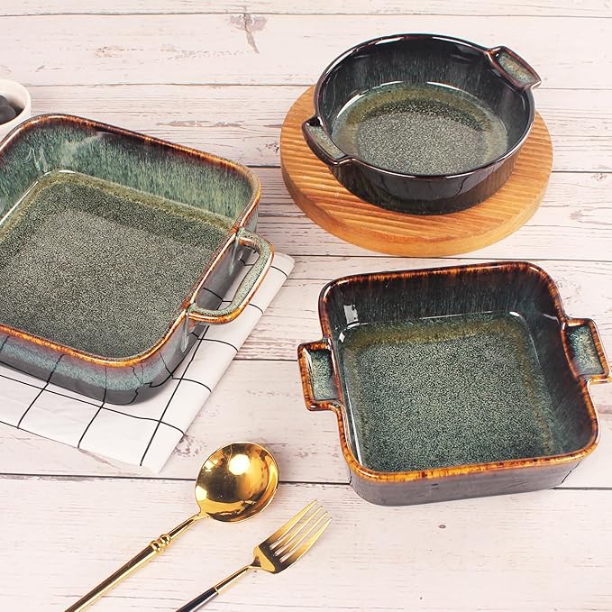 Ceramic Casserole Baking Dish, 2 Quarts Baking Dish for Oven, Lasagna Pans, Oven Safe Durable Bakeware for Kitchen Home Decor, Banquet and Dinner, Square 1 pieces, 9.5 x9.5 Inch