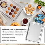 Set of 3 Baking Sheet, Stainless Steel Cookie Sheet Baking Sheet Pan, 9/12/16 Inch Cookie Tray Pans for Baking, Non Toxic & Easy Clean