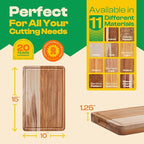 Riveira Teak Wood Cutting Board – Gourmet Teak Grandeur: 15 x 10 Wooden Cutting Board – Natural Wooden Cutting Boards For Kitchen Decorative – Innovative Juice Grooves Teak Wooden Chopping Board