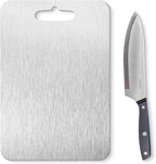 Titanium Cutting Boards and Stainless Steel Knifes for Kitchen, Upgrade Double Sided Food-Grade Titanium Board and Knife set for Meats, Fruits, & Vegetables.