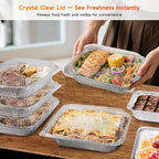 Aluminum Pans with Clear Lids 9x13-10 Pack Aluminum Foil Pans, Heavy Duty Disposable Pans for Cooking, Storing, Prepping, and Freezing Food