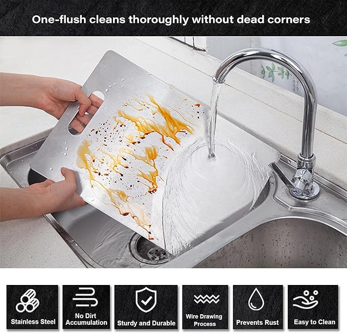 Standerd Size Titanium Cutting Boards for Kitchen - Cutting Edge Hygiene & Durability, 1 Pack Double-Sided, Food Grade for Meat, Fruits & Vegetables – Dishwasher Safe, Easy to Clean (15.4 x 11 in)