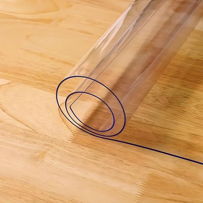 42"X42"Crystal PVC Table Cover Protector, Waterproof PVC Tablecloth, 1.5MM Thickened Square Mat for Dinning, Desk, Coffee Table, Workbench, Dresser, TV-Stand, Counter