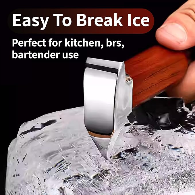 Ice Pick Tool with Wood Handle, Stainless Steel Ice Picks for Breaking Ice, Ice Carving Tools Bar Tools for Kitchen, Bars, Bartender, 6.7 Inch