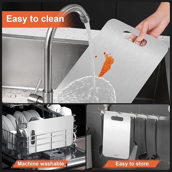 Cutting Boards for Kitchen, Cutting Board, Foodgrade Stainless Steel Cutting Board for Meat,Fruit, Vegetables, Outdoor or Indoor, L 15 .4" * 11"