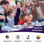 Exquisite Party Solids 12-Pack Premium Plastic Tablecloth 54in. x 108in. Rectangle Table Cover - Purple