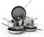 COOKER KING Stainless Steel Cookware Set, Pots and Pans Set Non Stick, Hybrid Ceramic Cookware, Frying Pans, Saucepans & Stock Pot with Glass Lid, Non-Toxic, Oven Safe, Induction Compatible