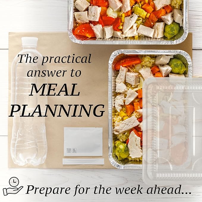 Spare Essentials (110 Pack) 2.25LB Aluminum Containers with Lids 8.5"x6" - Disposable Foil Pans for Takeout, Baking, Freezing, Food Storage - Aluminum Pans, To Go Containers with Plastic Lids