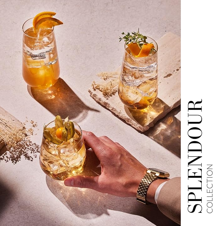 Krosno Tall Water, Juice, Drinking Glasses, Set of 6, 16.2 oz, Splendour Collection, Highball & Tumbler Crystal Glass, Dishwasher Safe, Made in Europe