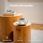 KIVY Cappuccino cups set of 4 [8oz] - Thick-walled stoneware cappuccino cup set for latte art - Latte mugs - Latte cups - Coffee mug - Latte art cup - Ceramic latte cup and saucer set of 4 - Blue