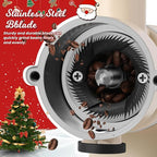 Electric Coffee Grinder Burr Espresso Coffee Bean Grinder Small Automatic Stainless Steel Coffee Mill With Brush, Creamy White