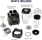 Oster Extreme Mix Blender, 8-Cup Glass Jar, 3 iBlend Preset Functions, 1600-Watts, 10-Point Blade Stack with Titanium Coating & Blend-N-Go Cup