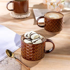 GBHOME 12 OZ Stackable Coffee Mugs, Ceramic Coffee Cups with Texture Patterns for Man,Woman,Dad,Mom, Modern Mugs Set of 4 for Latte/Cappuccino/Cocoa. Dishwasher&Microwave Safe