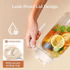 SMIRLY 64 oz Mason Jar Pitcher,Glass Pitcher with Wide Mouth,Water Jug with Double Leak Proof Lid for Iced Coffee,Hot Water,Breast Milk