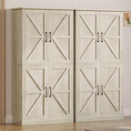 IRONCK Kitchen Pantry Storage Cabinet 72.8" H, 4 Barn Doors with Storage Rack, 4 Adjustable Shelves, Freestanding Cupboard for Dining Room Living Room, Laundry, Rustic Maple