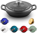 Signature Enameled Cast Iron Braiser, Non-Stick Serving Pot with Tight Fitting Lid for Perfect Roasting, Baking, Sauteing, Searing, and Pan Frying | 3.5Q (3.3L) - Oyster Grey