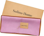 Solino Home Linen Violet Table Runner 60 Inches - 100% Pure Linen Farmhouse Short Table Runner 14 x 60 Inch Ideal for Dresser and Coffee Tables - Summer, Halloween - Fete