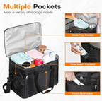 Collapsible Cooler Bags Insulated, 48 Cans Soft Cooler with Front Zipper Pocket & Shoulder Strap, Portable Leakproof Soft Sided Coolers for Camping/Beach/Picnic/Travel - Black