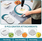 E-far Colander with Mixing Bowl Set, 4-1 Stainless Steel Colander Strainers Bowl with Graters for Kitchen, Rotatable Food Strainer Bowl for Rinsing Fruits Vegetables/Draining Pasta - Blue