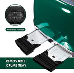 Roter Mond 4 Slice Toaster Retro Stainless Steel with Bagel Defrost Cancel Function, 6 Browning Settings, Extre Wide Slot and Removable Crumb Tray, Green, ST033