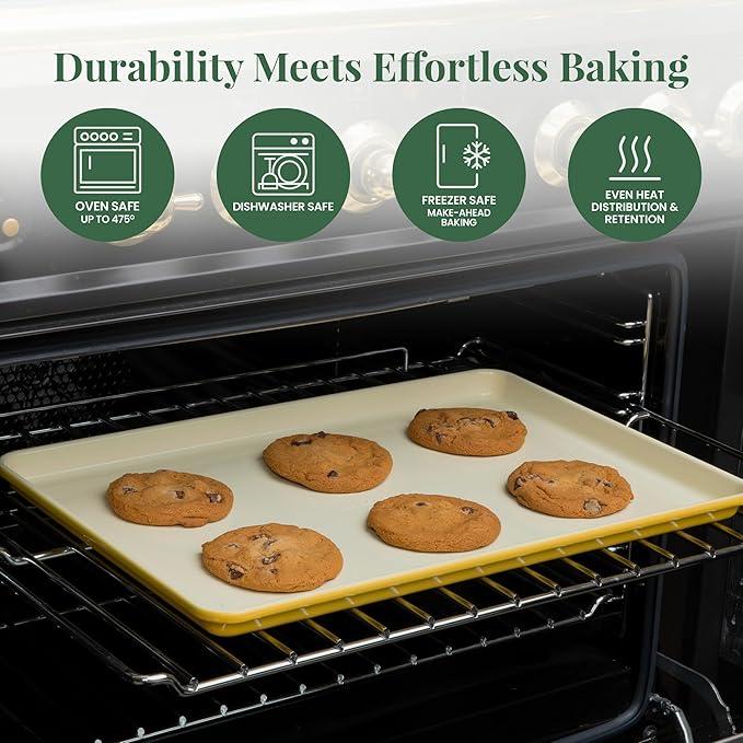 Larder & Vine 8-Piece Bakeware Set | Non-Stick Baking Set with Ceramic Finish | PFAS, PFOA, PTFE, and BPA Free Baking Essentials | Baking Sheets, Muffin Tins and Assorted Baking Pans | Limoncello