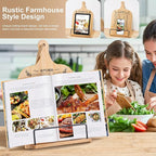 Cookbook Stand for Kitchen Counter Bamboo Recipe Book Holder with Conversion Chart Adjustable Non Slip Cookbook Holder Kitchen Gifts for Women Gifts for Housewarming Christmas Retirement Wedding