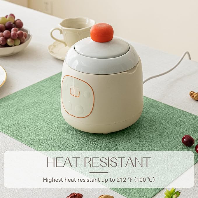 Romanstile Vinyl Placemats Set of 4-12 X 18 Inch - Heat Resistant Place Mats 100% Waterproof Oilproof Wipeable Reversible Faux Leather Table Mats for Kitchen/Dining/Party/Outdoor, Dark Green