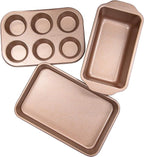 casaWare Toaster Oven 3-Piece Set (Rose Gold Granite)