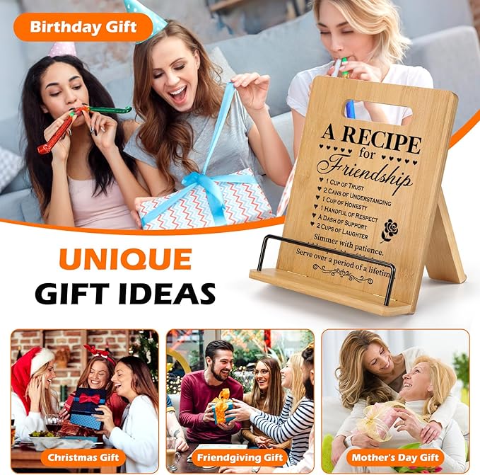 Friendship Gifts for Women, Birthday Gifts for Women Friendship Cookbook Stand, Best Friends Gifts for Women Friends Sister Bestie, Friend Gifts for Birthday Christmas Long Distance Cookbook Holder
