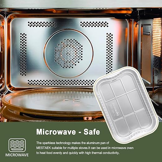 13"x 8.9" Sturdy Aluminum Foil Pans with Lids and Handle (5 Pack), 2X Thicker Heavy Duty, Dishwasher, Reusable Microwavable for Cooking, Baking, Reheating, Freezer, Oven, Recyclable, 118oz