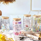 Mumufy 4 Pcs Christian Gifts for Women Set Bible Verse 16oz Glass Tumblers with Straw, Inspirational Prayer Affirmation Cups, Religious & Spiritual Gift for Mom Wife Sister or Friends for Christmas