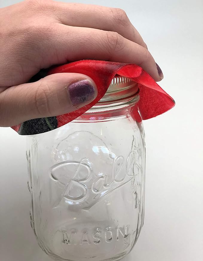 Andreas Silicone JO-342 Non-Slip 6.25" Jar Opener, Easy Lid Opener, Made with Silicone and Fabric, Dishwasher Safe, Garlic Peeler, Poppy, 6.25 inch