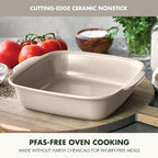 GreenPan Premiere Ovenware Healthy Ceramic Nonstick 8" Square Cake Baking Pan, PFAS-Free, Warp-Free Bakeware, Durable Quick Heating, Oven & Broiler Safe to 600F, Dishwasher Safe, Taupe