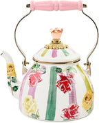 MACKENZIE-CHILDS Enamel Tea Kettle, Cute Tea Kettle for Stovetop, 2 Quarts, Garden Gala