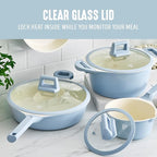 GreenLife 8 Piece Ceramic Nonstick Cookware Set, Induction Suitable Non Toxic PFAS-Free Pots & Pans, Dishwasher Safe, Cooking Set, Stock Pot, Saucepans & Frying Pans, Kitchen Cooking, Light Blue