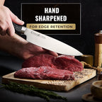 Cutluxe Chef Knife – Ultra Sharp 8" Japanese Kitchen Knife, High Carbon Stainless Steel Blade, Full Tang Pakkawood Handle – Shinobi Series