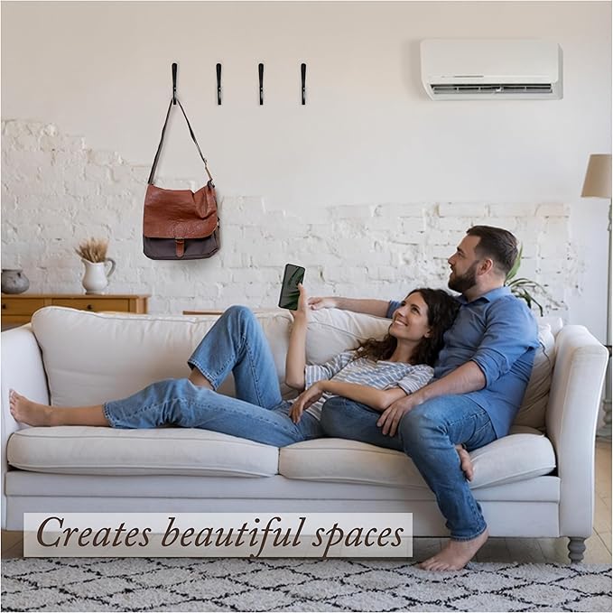 Larger Railroad Spike Cast Iron Hooks (5 Pack) Handmade Blacksmith, Wall Mounted, Farmhouse Decor Cast Iron Wall Hooks, Vintage Hooks for Hanging (Black)