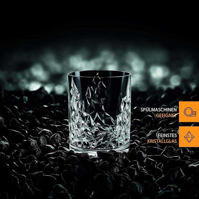 Nachtmann Sculpture 12oz Whiskey Tumbler (Set of 4) - Heavy Base Crystal Glass for Scotch, Bourbon, Cocktails, Liquor, Elegant & Durable Barware, Dishwasher Safe - Modern Glassware Set