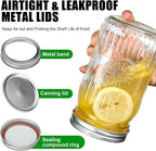 12 Pack 32 oz Wide Mouth Mason Jars with Airtight Lids - Glass Canning Jars for Food Preservation, Storage, Pickling, Crafts & DIY Projects, Durable Quart Glass Jars Dishwasher Safe