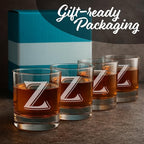 Monogrammed Gifts for Men - 4PC 11 Oz Custom Whiskey Glasses (Z-Monogram) - Engraved Whiskey Glasses - Personalized Whiskey Glasses - Unique Bourbon Glasses - Personalized Glass Gifts for Dad