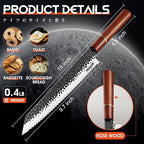 Huusk Japanese Bread Knife, 9.7 Inch Long Serrated Bread Knife, Lightweight Slicing Bread Knife for Cutting Homemade Sourdough Bread, Serrated Knife with Gift Box
