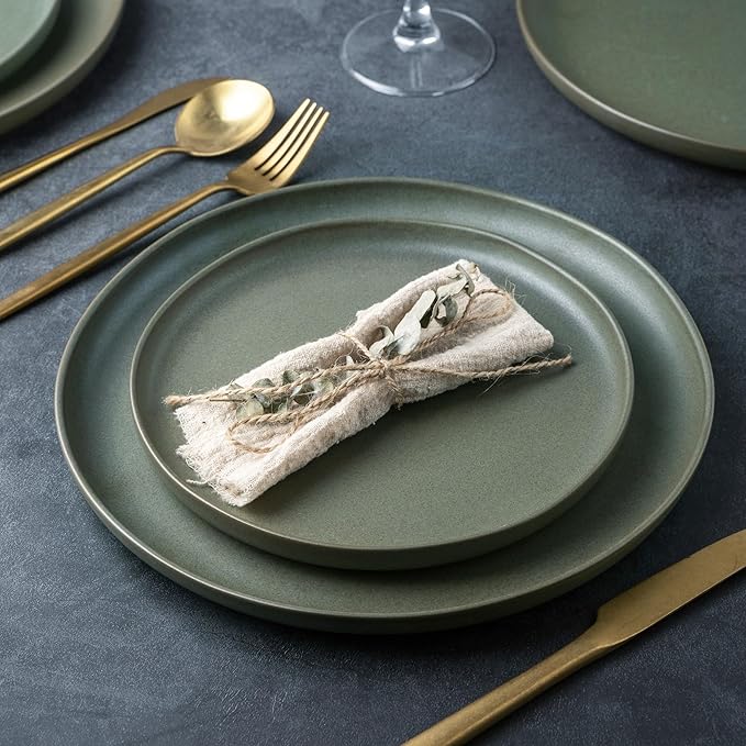 AmorArc Ceramic Dinner Plates Set of 6, Wavy Rim 10.5 Inch Stoneware Dish Set, Large Dinnerware Plates for Kitchen-Microwave&Dishwasher Safe, Scratch Resistant-Reactive Glaze Matte