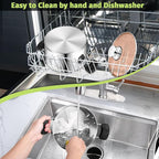 P&P CHEF Stainless Steel 3-Ply Sock Pot with Lid, Stockpot for Cooking Pasta & Stewing Soup, Fits Multi Stoves, Heat-proof Handle & Clear Lid, Heavy Duty & Dishwasher Safe, 5 Quarts