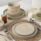 AmorArc Ceramic Dinnerware Sets, Handmade Reactive Glaze Stoneware Plates and Bowls Sets,Highly Chip and Crack Resistant | Dishwasher & Microwave Safe Dishes Set, Service for 6 (18pc)