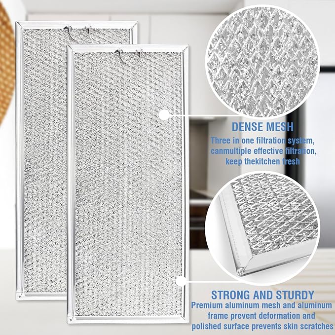 W10208631A Microwave Grease Filter for Whirlpool GE Microwave 13" x 6" 2 Pack Filter Replacement