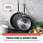 GreenPan x Bobby Flay 10” & 12” Hard Anodized Ceramic Nonstick Frying Pan Set, PFAS-Free, Induction Compatible Skillets, Oven & Broiler Safe to 600˚F, Dishwasher Safe, Black