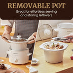 Elite Gourmet MST-250XW Electric Slow Cooker Ceramic Pot Adjustable Temp, Entrees, Sauces, Stews & Dips, Dishwasher Safe Glass Lid & Crock